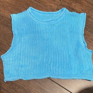 Blue Knit Sleeveless Top